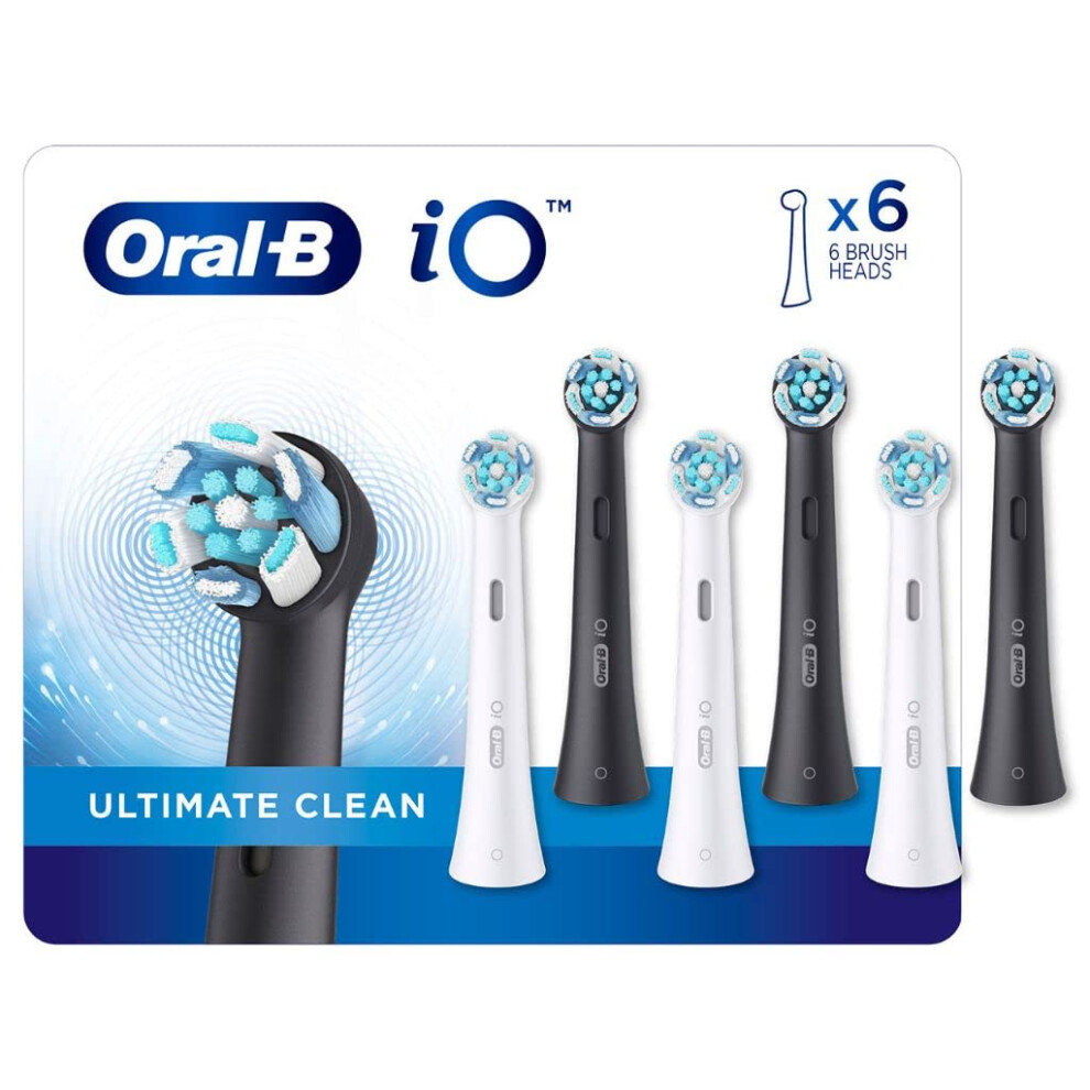 Oral-B iO Ultimate Clean Replacement Brush Heads  6-Count White  Black 6 Count (Pack of 1)