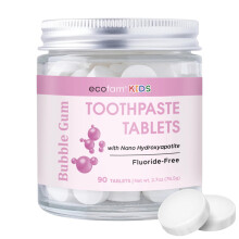 Ecofam Tandpastatabletten - Kauwgom | Kauwbare tandpastatabletten voor een frisse adem | Fluoridevrij | Nano Hydroxyapatiet Tandpasta | 90 tabletten