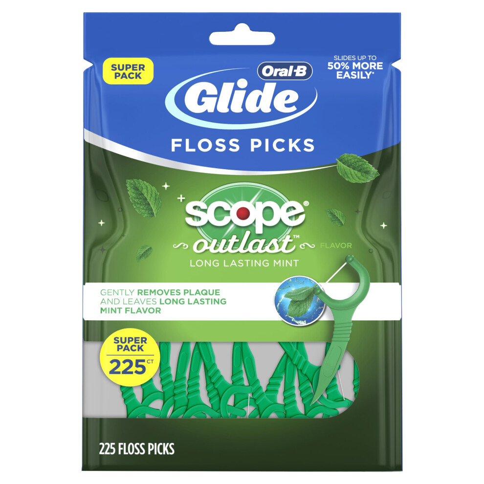 Oral-B Glide with Scope Outlast Dental Floss Picks  Mint  225 Picks
