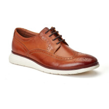 (Brown, 12 (Adults')) Base London Flight Leather Men's Burnt Tan Brogues Shoes