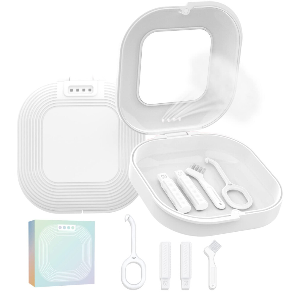 Hemilab Retainer-Etui Mit Spiegel, Schmales Aligner-Etui Mit Beluftungsl?Chern, Kompatibel Mit Invisalign-Mundschutz-Etui, Susses Retainer-Etui Mi-image