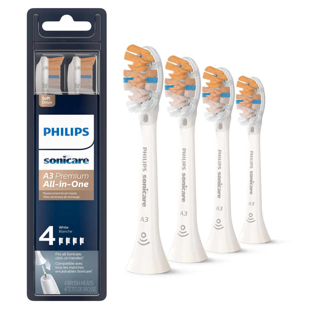 Philips Sonicare Premium All-in-One (A3) Replacement Toothbrush Heads  HX9094/65  Smart Recognition  White 4-pk
