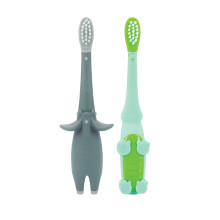 Dr. Talbot's Tandenborstel voor Peuters - (2-Pack) - 6+ Maanden - Alligator/Olifant
