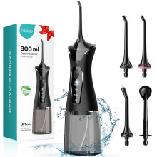 COSLUS Water Tanden Bleken Pick voor Tanden: 4 Modi Draadloos Draagbaar 300ML Grotere Tank Water Tandenreiniger IPX7 Waterdichte Flossen Reiniging Pi