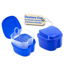 Genco Dental Dentuurdoos, Doos met Zeef voor Nachtverzorging van Prothese, Beugel en Mondbeschermer (Donker)