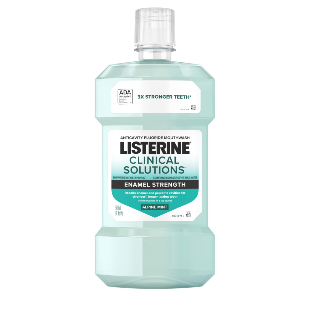 Listerine Clinical Solutions Enamel Strength Mint Oral Rinse Daily Anticavity Fluoride Mouthwash to Repair Tooth Enamel & Prevent Cavities for Strong