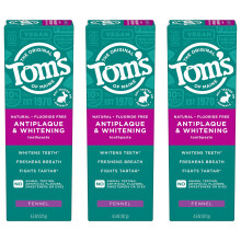 Pasta dental antiplaca y blanqueadora Tom? of Maine sin fl   or con sabor a hinojo, paquete de 3, 4.5 oz