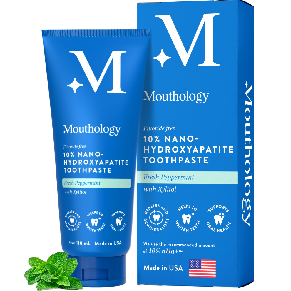 Photos - Toothpaste / Mouthwash Mouthology 10 Nano Hydroxyapatite Toothpaste - Fluoride Free, Whitening & Remineralizing, SLS-Free, Xylitol for Sensitive Te