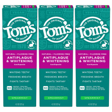 Tom's of Maine Fluoride-Free Antiplaque & Whitening Natural Toothpaste Spearmint 4.5 oz. 3-Pack