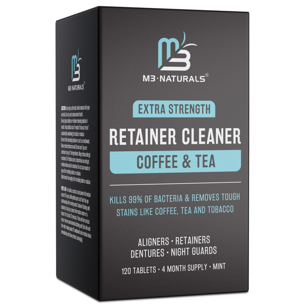 M3 Naturals Coffee And Tea Retainer Cleaner Tablets Fsa Hsa Approved Removes Odors Stains And Plaque 4-Month Supply Denture Cleanser For Caffein