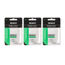 REACH Waxed Dental Floss 115yd 3 Pack 2X meer waarde Mint PFAS-vrije tandplakverwijderaar Shred-bestendig Zacht voor tandvlees en tanden Mondverzorgi