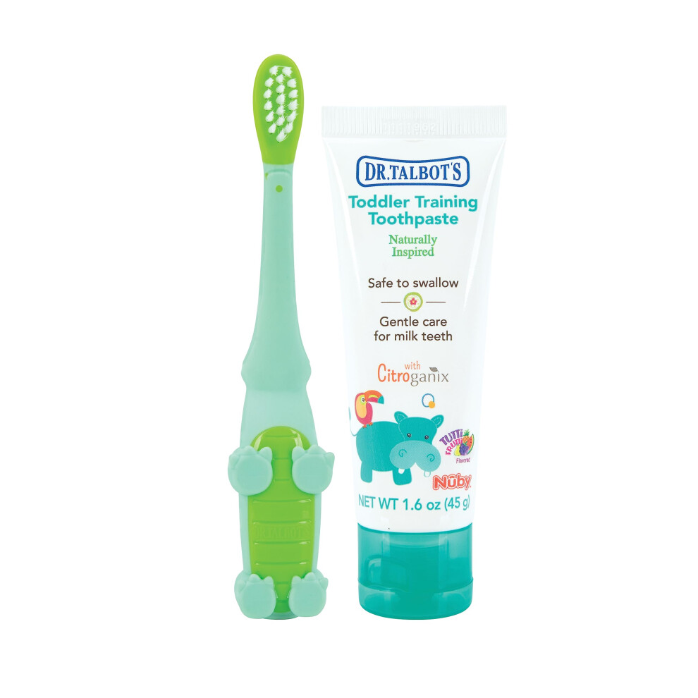 Dr. Talbot's Toddler Training Toothbrush And Natural Kids Toothpaste With Citroganix - 1.6 Oz - Fluoride-Free Toothpaste And Toddler Toothbrush - 6+ M