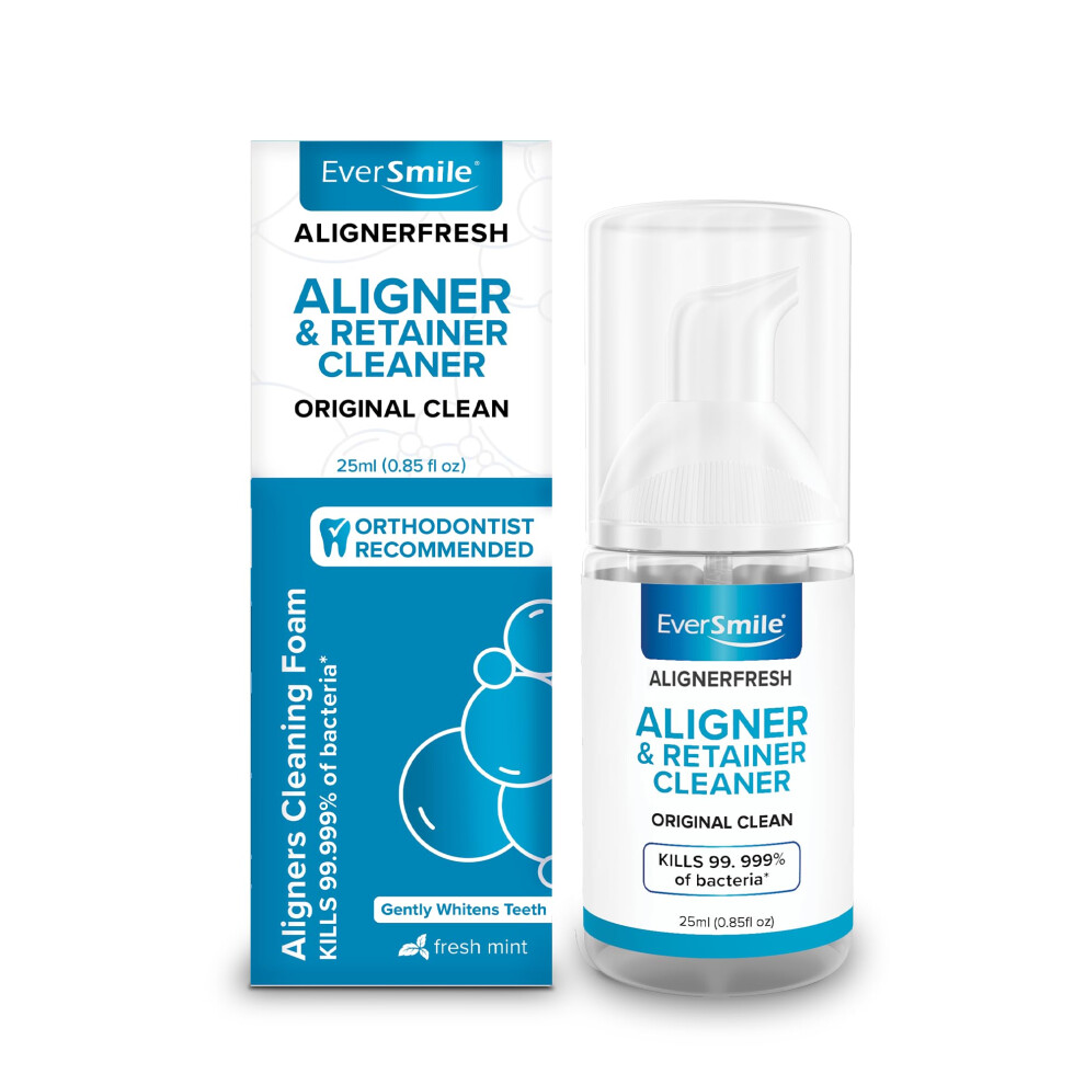 EverSmile AlignerFresh Original Clean Foam - Cleaner Compatible w/Invisalign and All Clear Aligners & Retainers - Eliminates Bacteria  Whitens Teeth
