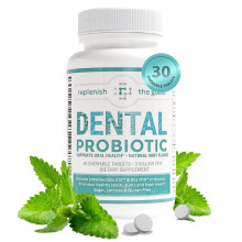 Probiotico Dentale Replenish the Good, 30 Compresse Masticabili Senza Zucchero, Gusto Menta - Vegan