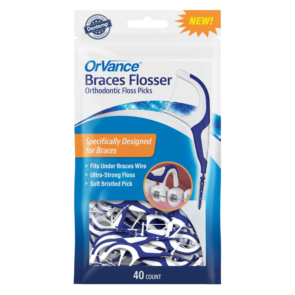 Orvance Filo Interdentale Per Bretelle, Progettato Per Bretelle Per Una Pulizia Facile Ed Efficace, Filo Interdentale Ultra Forte, 40 Pezzi (Confezione Da 1)-image