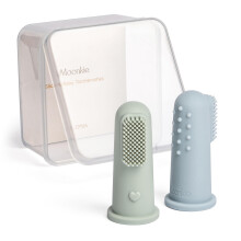 Moonkie Baby Toothbrush Finger Toothbrush Oral Cleaner Kit for 3 Months + 2 Pcs Small (Cloud/Mint)