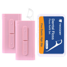 TWOGEMY Pink Dental Floss 2 Pakke 10 Antal og 50 STK/ske Samlet Pakke med 70 Picks Voksentrd i st mltid. Det perfekte brbare tandtrdsrejses