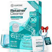Weiss Naturals Retainer Cleaner Tabletten Invisalign Cleaner Verwijder vlekken Geuren en tandplak Geschikt voor FSA en HSA PERSULFATE Gratis Night Gu