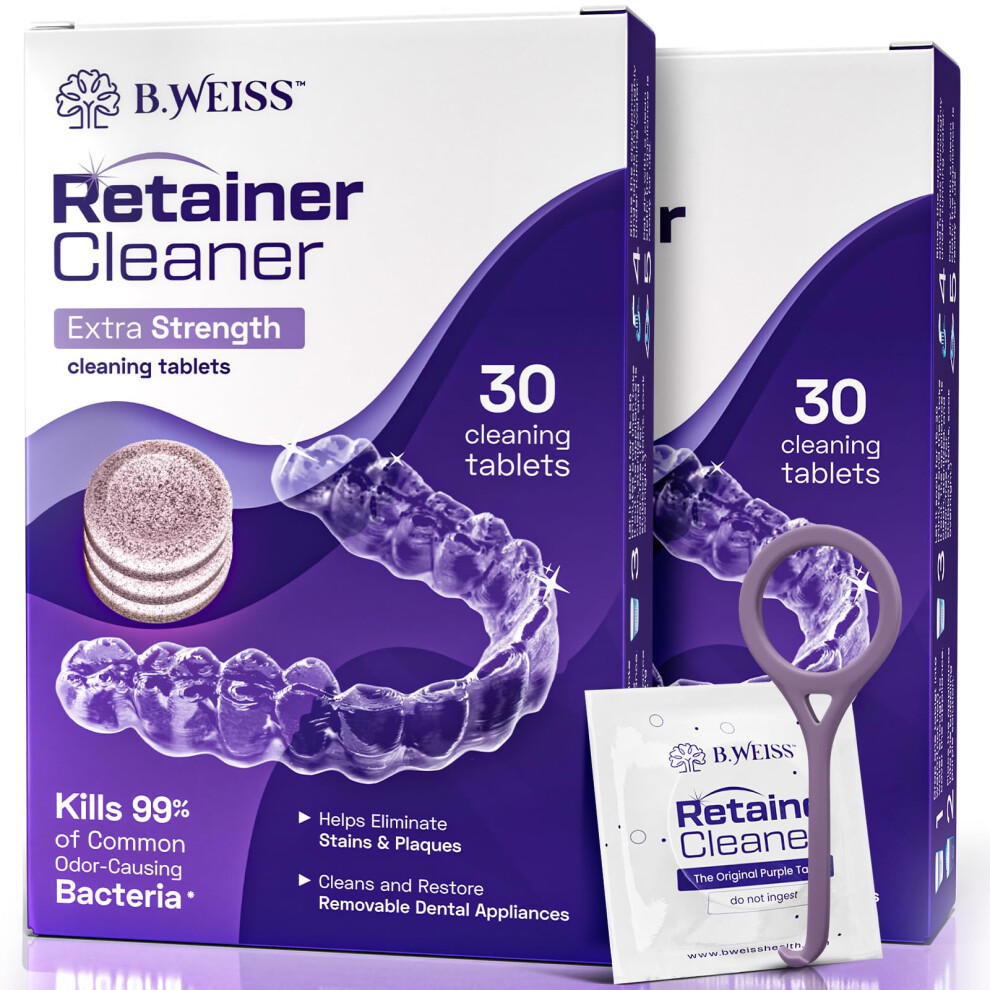B. Weiss Weiss Naturals Retainer Cleaner Tablets Invisalign Cleaner Remove Stains Odors & Plaque Fsa & Hsa Eligible Persulfate Free Night Guard & Denture