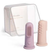 Moonkie Spazzolino per Bambini Kit di Pulizia Orale per 3 Mesi +, 2 Pezzi (Cloud/Mint)