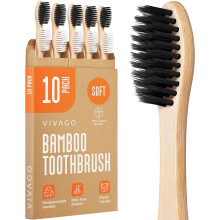 VIVAGO Biodegradable Bamboo Toothbrushes Soft Bristles 10 Pack - BPA Free Soft Bristles Toothbrushes for Adults  Eco-Friendly  Compostable Natural Woo