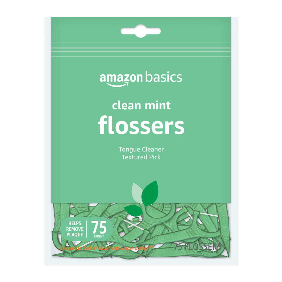 Amazon Basics Clean Mint Flossers  75 Count  1-Pack