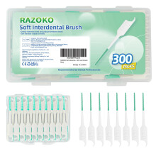 Razoko Soft Interdental Brushes Original Dental Picks fr rengring av tnderna engngsinterdentala borstar med bekvmt brfodral (grnt 300 rkn