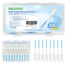 Razoko Soft Interdental Brushes Original Dental Picks fr rengring av tnderna engngsinterdentala borstar med bekvmt brfodral (Blue 300 Count