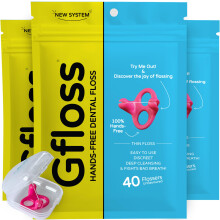 Gfloss Handsfree Tandzijde - 120 stuks (pak van 3) met reisetui - Gemakkelijk te gebruiken en discrete flossers voor volwassenen | Flossen onderweg |