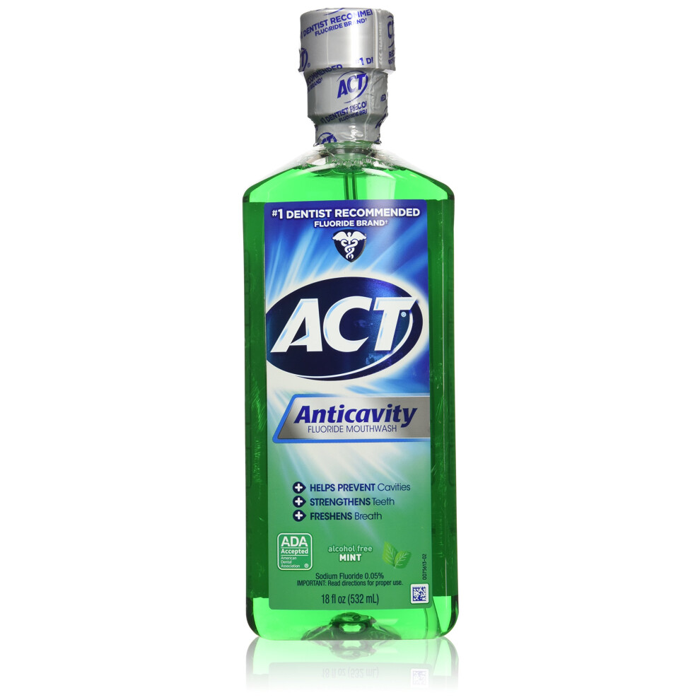 Act Anticavity Fluoride Mouthwash Mint 18 fl oz (Pack of 3)(Packaging May Vary)