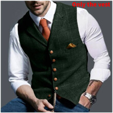(StyleE,XL)UK Herren Weste Fischgrät Weste Vintage formell Kerb Revers Retro Vest