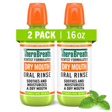 Enxaguante oral TheraBreath para boca seca formigando hortel dentista formulado 16 fl oz (2 pacotes)