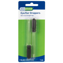 EZY DOSE Ear and Eye Medicine Dropper 1mL Glass Liquid Dispenser with Straight & Bent Tips BPA-Free Design for Precise Dosing Ideal for Eye Drops