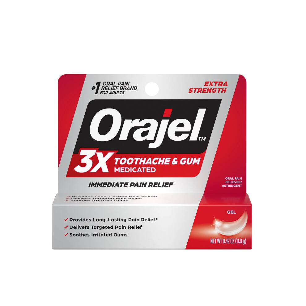 Orajel 3X for Toothache & Gum Pain: Maximum Gel Tube 0.42oz - From #1 Oral Pain Relief Brand - Orajel for Instant Pain Relief