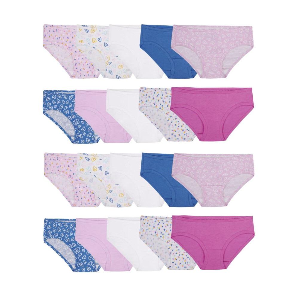 Fruit of the Loom Girls' Cotton Hipster Underwear  20 Pack-Fashion Assorted  8