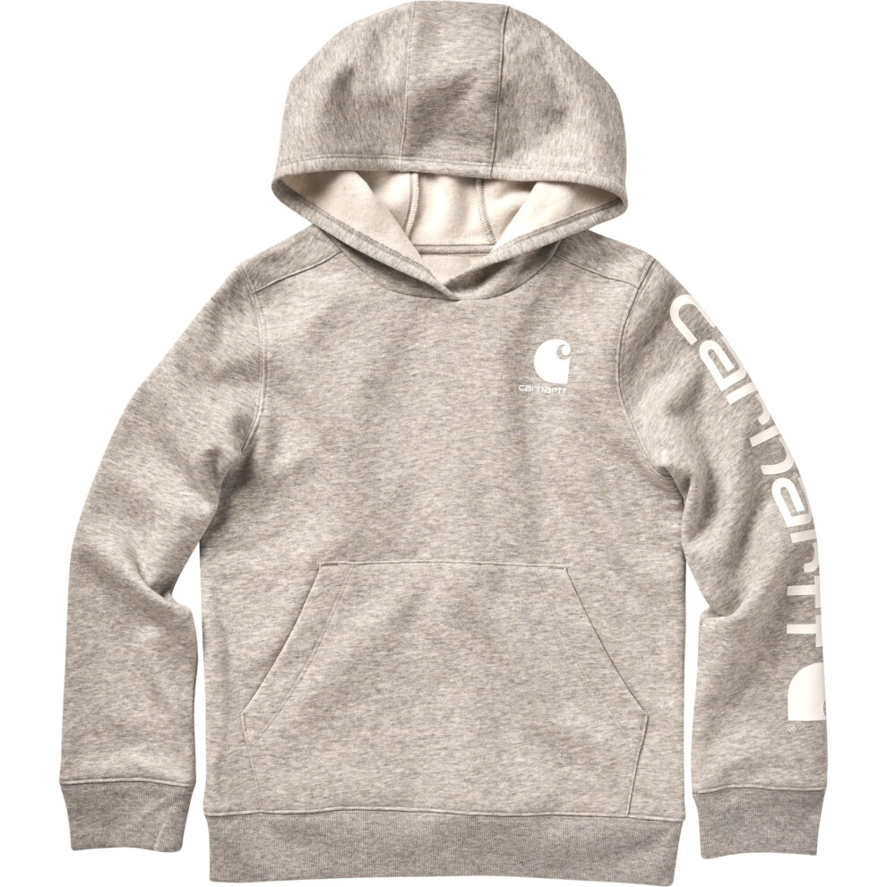 Carhartt Girls' Hoodie Fleece Pullover Sweatshirt  Grey Heather  Large (12)
