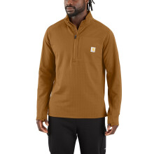 Carhartt Heren Force Relaxed Fit Mock Neck Half-Zip T-Shirt, Carhartt Bruin, Klein