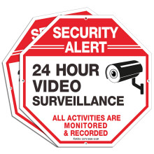 Video Surveillance Signs (2 Pack) 12 x 12 Rust Free .040 Aluminum Security Warning Reflective Metal Signs Indoor or Outdoor Use for Home Business CC