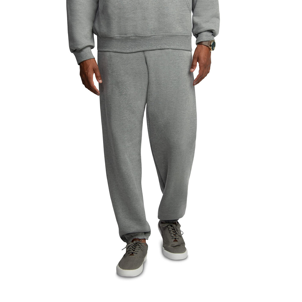 Fruit of the Loom Men's Eversoft Fleece Elastic Bottom Sweatpants with Pockets  Relaxed Fit  Moisture Wicking  Breathable  Grey Heather  Large