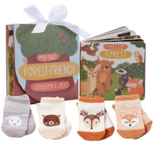 Livro e Meias Amigas da Floresta Tickle & Main - Conjunto de 5 Peças para Bebés 0-12 Meses