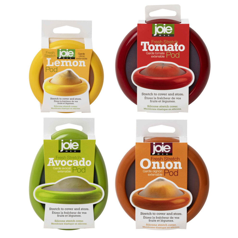 Joie Food Saver Set Avocado Tomato Onion And Lemon Stretch Pods Silicone One Size 4 Count