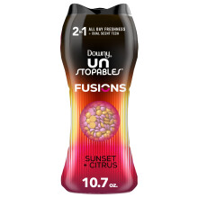 Downy Unstopables Fusions In-Wash W  scheduft-Booster-Perlen, Sonnenuntergangs- und Zitrusduft, 10,7 oz, 2-in-1, ganzt  gige Frische
