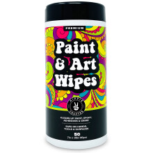 Paint and Art Wipes Heavy-Duty Cleaner for Paint Epoxy Glue Latex & Acrylic Stains 1 Pack (50 Wipes) Safe for Hands Brushes Plastic Metal W