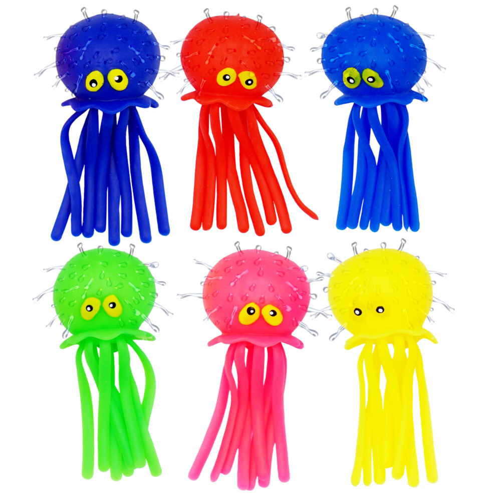4E's Novelty Octopus Water Balls - Pack of 6 - Pool Toys for Kids Sensory Octopus Water Bomb Splash Balls Toddler Bath Toy Swimming Pool Floating Sw