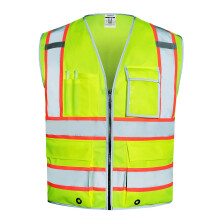 SKSAFETY Colete de Segurança com 10 Bolsos, Classe 2 Alta Visibilidade com Zíper