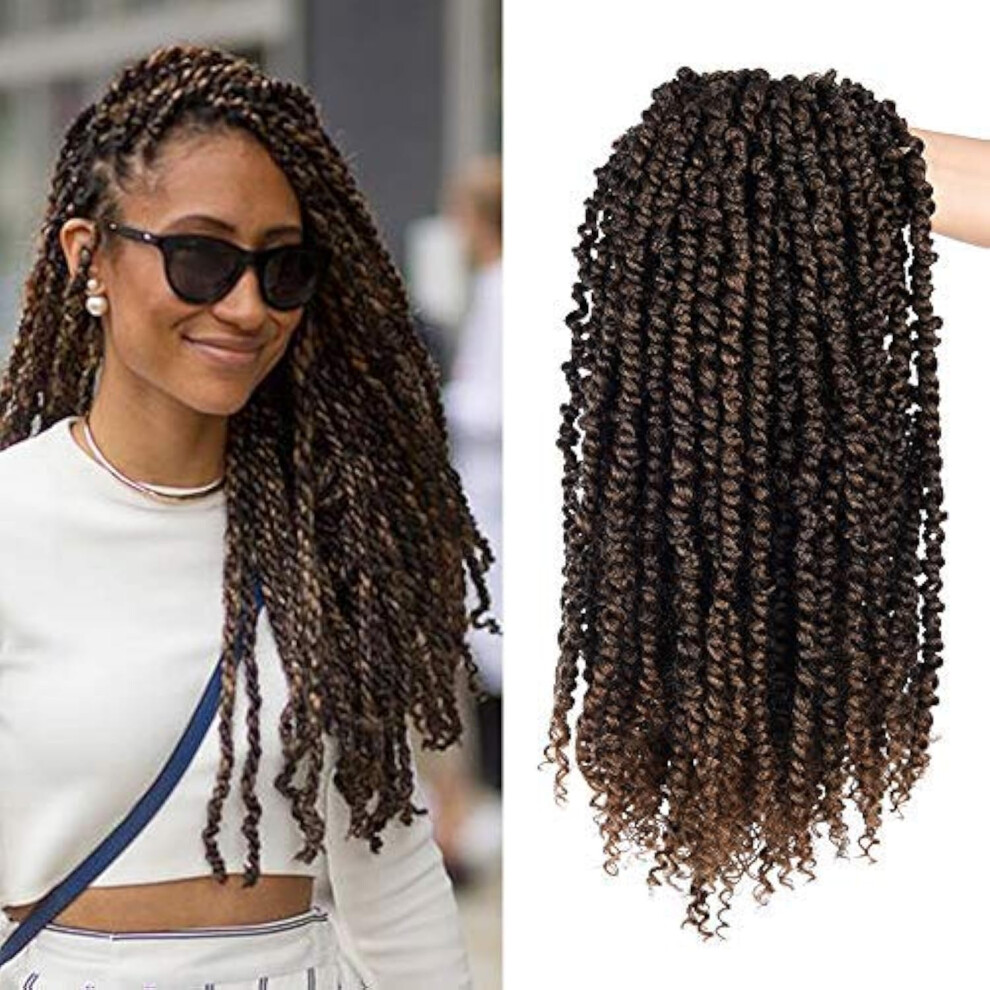 Silike Passion Twist Crochet Hair 18Inch 6Packs Pre-Twisted Synthetic Long Curly 12 Roots Braiding Hair Extensions For Women (18 Inch T30)