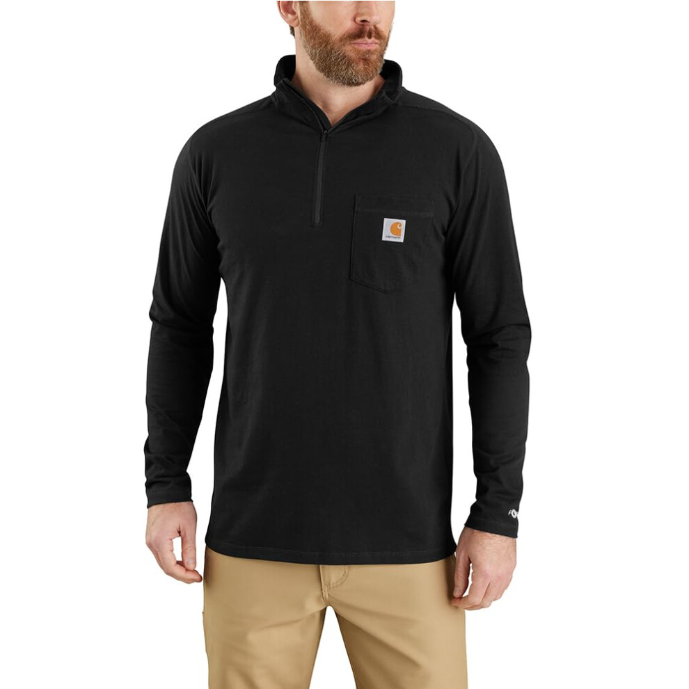 Carhartt Men's Force Relaxed Fit Midweight Long-Sleeve Quarter-Zip Mock-Neck T-Shirt  Black