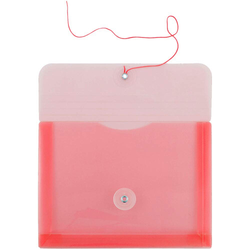 JAM PAPER Plastic Envelopes with Button & String Tie Closure - Index Size - 5 1/2 x 7 1/2 - Pink/Light Red - 12/Pack 1
