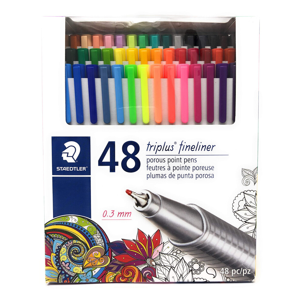 Staedtler Fineliner Triplus Writing Pens - 48 Count Fiber Tip Pens