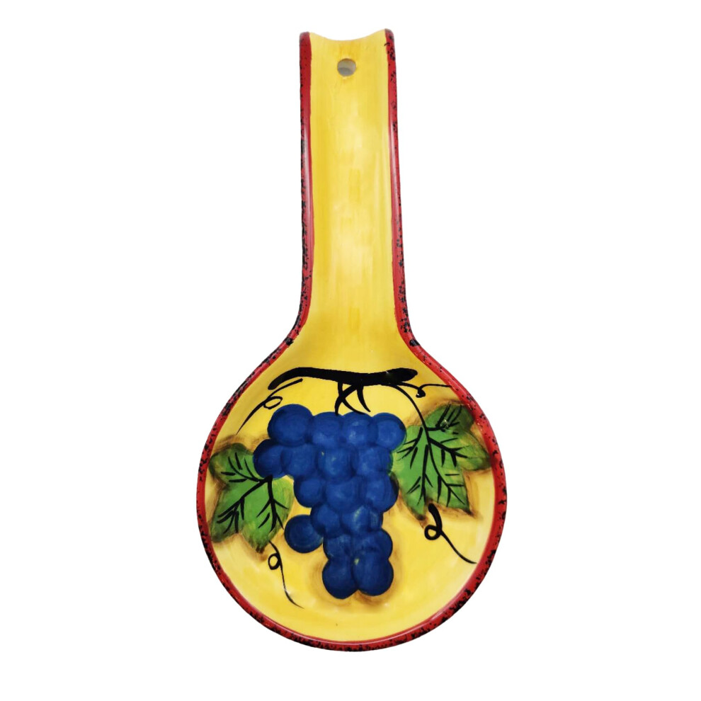 Repose-cuillère en céramique ACK (raisin Sonoma) Support de cuillère de cuisine pour comptoir de cuisine Support d'ustensiles pour cuillère louch